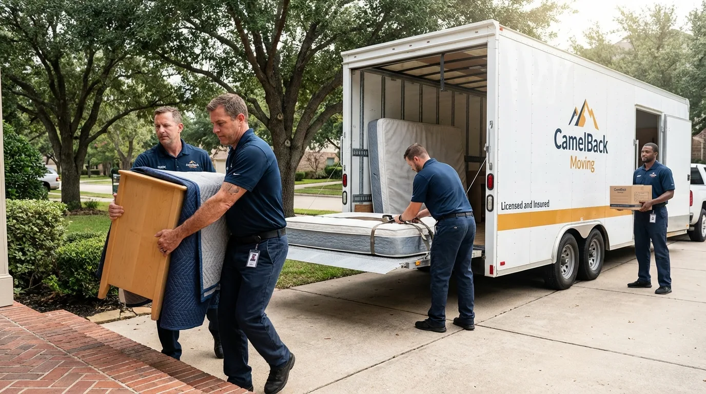 Crew loading residential truck for cross-state move from Thornwood, NY
