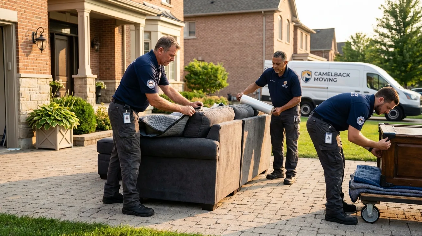 Large estate moving crew wrapping furniture in Thornwood, NY